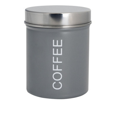 Harbour Housewares Metal Sugar Storage CanisterGrey1X Round Retro Food Storage Canister Sugar Caddy Food Container Tin from B&Q