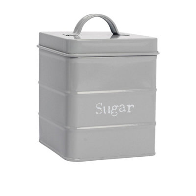 Harbour Housewares Metal Sugar Storage CanisterGrey1X Vintage Retro Food Storage Canister Sugar Caddy Food Container Tin from B&Q