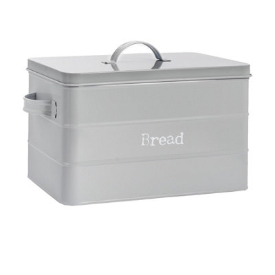Harbour Housewares Metal Bread BinGreyVintage Retro Bread Tin Canister Storage Jar Kitchen Caddy Food Storage Box Container from B&Q