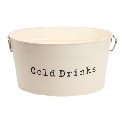 Harbour Housewares Drinks Cooler BucketCreamLarge Cold Drinks Cooler Container Metal Ice Bucket With Handles from B&Q