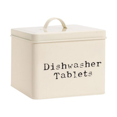 Harbour Housewares Dishwasher Tablet Storage TinCreamVintage Under Sink Metal Storage Canister Kitchen Caddy Container Tin from B&Q