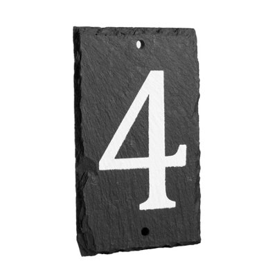 Nicola Spring Slate House Sign9 X 14.5CmNumber 4 from B&Q