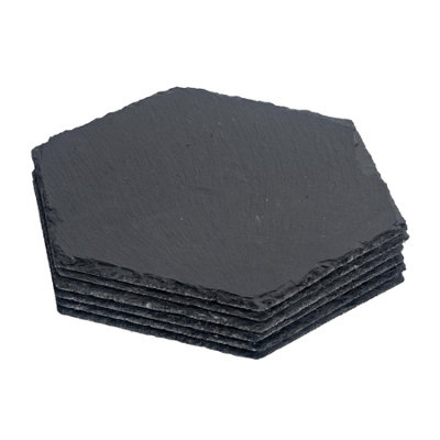 Argon Tableware 6X Hexagonal Slate PlacematsNatural Stone Rough Edge Slate Dinner Mats Dinnerware Plate Placemats from B&Q