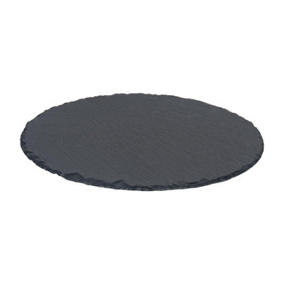 Argon Tableware 33Cm Round Serving PlatterNatural Slate Raw Cut Serving Platter Savoury Placemat Cheese Board from B&Q