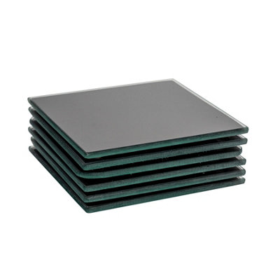 Harbour Housewares 6X Square Glass Coasters10CmBlackTabletop Protection Mat Drink Coaster Decorative Dining Placemat from B&Q