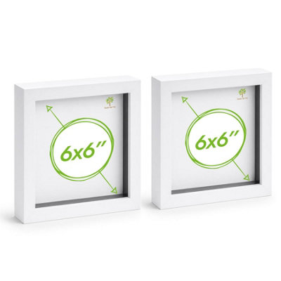 Nicola Spring 3D Box Photo Frames6 X 6"WhitePack Of 2 from B&Q