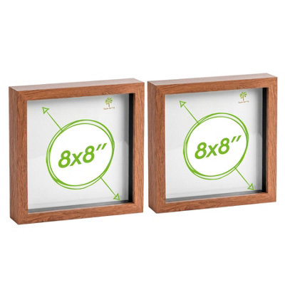B&Q -  8 X 8" Photo FramesDark Wood3D Photo Frame Picture Frame Box Portrait Display Case (22.5 X 22.5Cm) Set Of 2