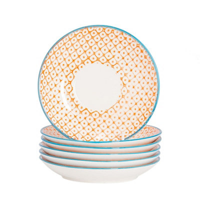 B&Q -  Hand-Printed Cappuccino Saucers14.5CmOrangePack Of 6
