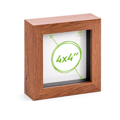 Nicola Spring 3D Box Photo Frame - 4 X 4" - Wood Dark