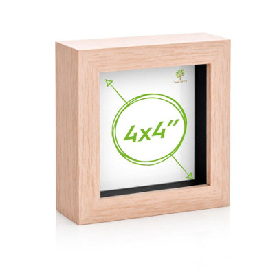 Nicola Spring 3D Box Photo Frame - 4 X 4" - Wood Light
