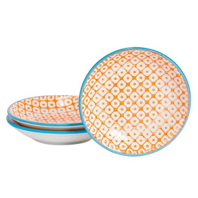Nicola Spring Hand-Printed Sauce Dishes10CmOrangePack Of 3 from B&Q