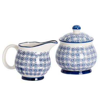 Nicola Spring Hand-Printed Milk & Sugar Set300MlNavy from B&Q