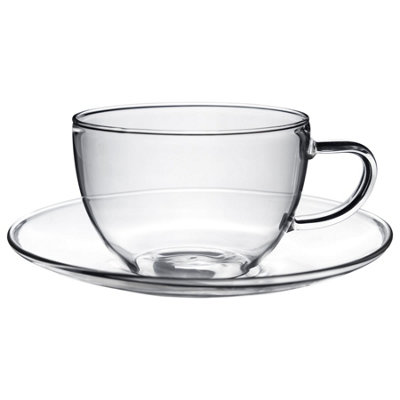 Argon Tableware Glass Cappuccino Cup & Saucer Set - 260Ml