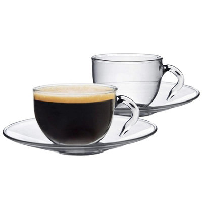 Argon Tableware 4 Piece Glass Espresso Cup & Saucer Set60MlPack Of 2 from B&Q