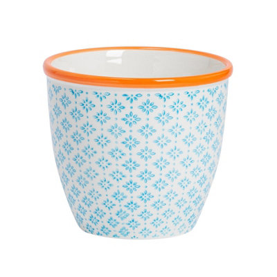 Rinkit.com Light Blue 14Cm Hand Printed Stoneware Plant Pot - Image 5