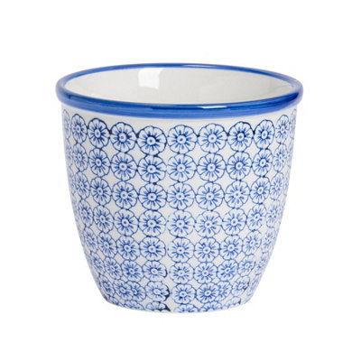 Nicola Spring Hand-Printed Plant Pot14CmNavy from B&Q