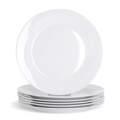 Argon Tableware 6X Classic White Dinner Plates27Cm Dishwasher & Microwave Safe Porcelain Dining Plates Student Serving Dishes