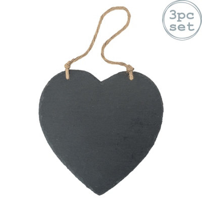 Nicola Spring 3X Hanging Notice Boards24.5 X 24.5Cm Heart Shaped Wall Hanging Board Home Office Kitchen Chalkboard from B&Q