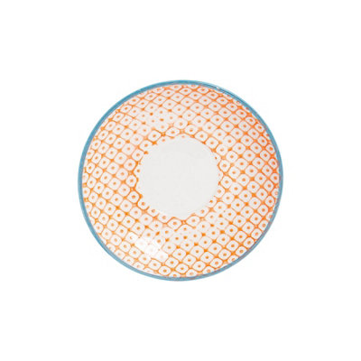 Nicola Spring Hand-Printed Cappuccino Saucer - 14.5Cm - Orange