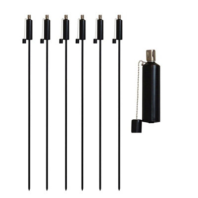 Harbour Housewares Black 1.46M Stainless Steel Round Garden Torches - Pack Of 6 - Image 3