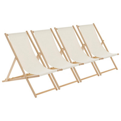 Harbour Housewares Folding Wooden Deck ChairsNaturalPack Of 4