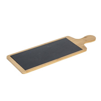 Argon Tableware Bamboo Serving Paddle44.5 X 14.5CmNatural Slate Dinnerware Serving Platter Savoury Dish Cheese Board from B&Q