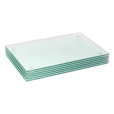 Harbour Housewares 6X Glass Placemats40 X 30CmClearDining Table Place Mats Tabletop Protector For Kitchen Worktops from B&Q