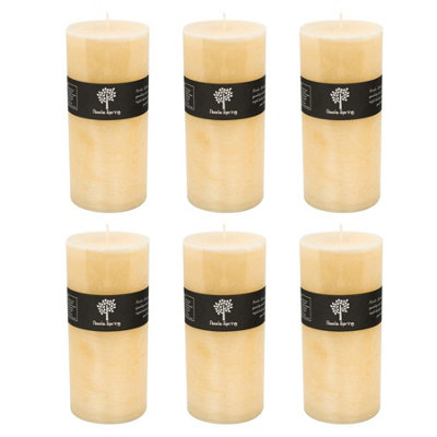 Nicola Spring Round Vanilla Pillar Candles140 HoursCreamPack Of 6 from B&Q