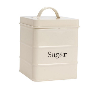 Harbour Housewares Metal Sugar Storage CanisterCream1X Vintage Retro Food Storage Canister Sugar Caddy Food Container Tin from B&Q