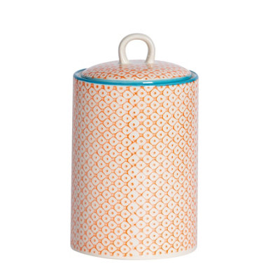 Nicola Spring Hand-Printed Kitchen Canister1 LitreOrange from B&Q