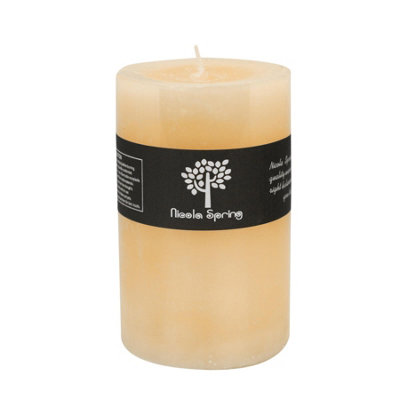 Nicola Spring Round Vanilla Pillar Candle110 HoursCream from B&Q