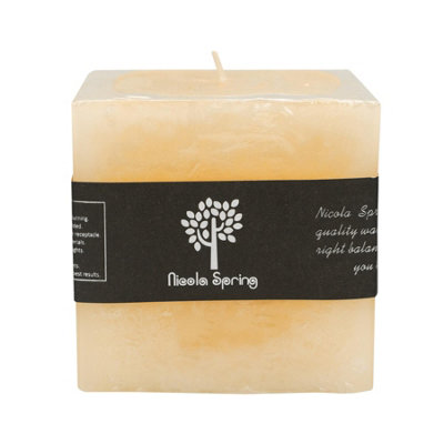 Nicola Spring Cream Square Vanilla Pillar Candle - 120 Hours