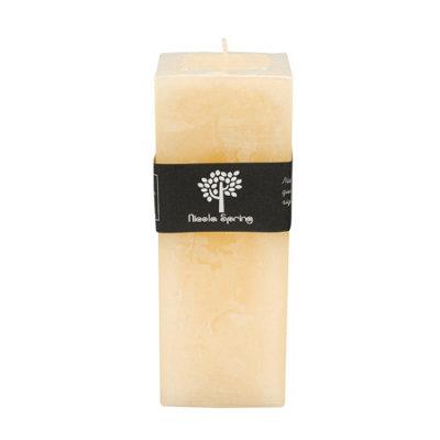 Nicola Spring Cream Square Vanilla Pillar Candle - 110 Hours