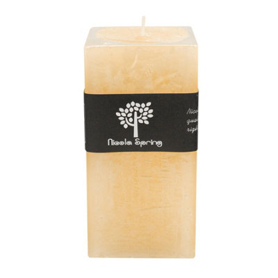 Nicola Spring Cream Square Vanilla Pillar Candle - 90 Hours