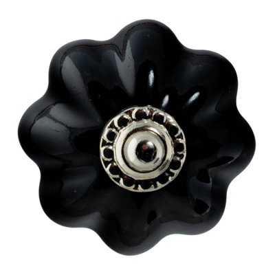 Nicola Spring Floral Ceramic Cabinet KnobBlack from B&Q
