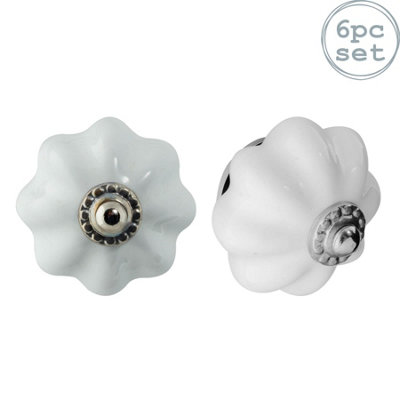 Nicola Spring Floral Ceramic Cabinet KnobsWhitePack Of 6 from B&Q