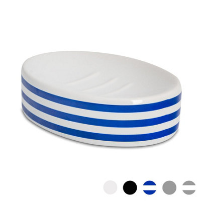 Harbour Housewares Ceramic Soap DishNavy Stripe from B&Q