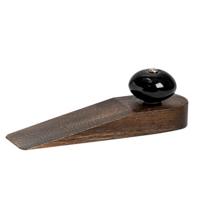 Nicola Spring Wooden Door StopBlack from B&Q