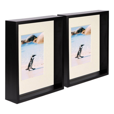 Nicola Spring 8 X 10" Deep Photo FramesBlack/ivory Mount3D Deep Box Picture Frame Display Case (4 X 6" Mount) X5 from B&Q