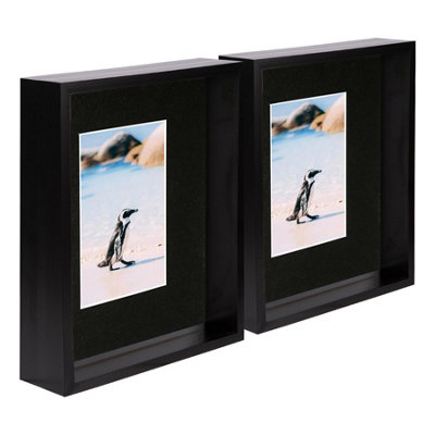 B&Q -  8 X 10" Deep Photo FramesBlack/black Mount3D Deep Box Picture Frame Display Case (4 X 6" Mount) X5
