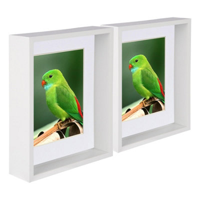 B&Q -  8 X 10" Deep Photo FramesWhite/white Mount3D Deep Box Picture Frame Display Case (5 X 7" Mount) X5