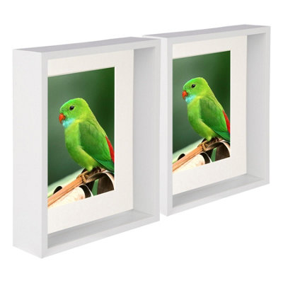Nicola Spring White/Ivory X 10" Deep Photo Frames - Mount - 3D Deep Box Picture Frame Display Case (27.5 X 22.5Cm) X5 Size 8