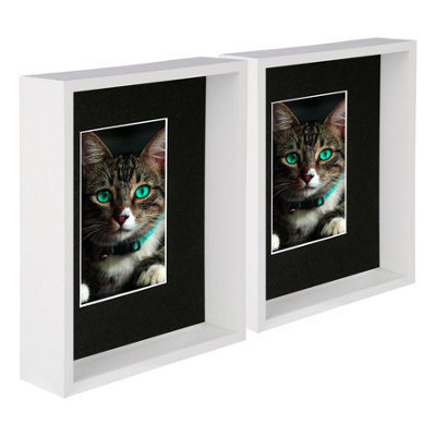B&Q -  8 X 10" Deep Photo FramesWhite/black Mount3D Deep Box Picture Frame Display Case (4 X 6" Mount) X5