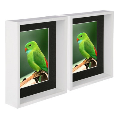 B&Q -  8 X 10" Deep Photo FramesWhite/black Mount3D Deep Box Picture Frame Display Case (5 X 7" Mount) X5