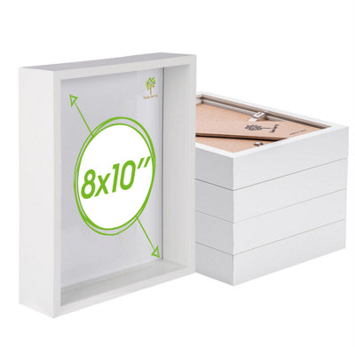 B&Q -  8 X 10" Deep Photo FramesWhite3D Deep Box Picture Frame Portrait Display Case (27.5 X 22.5Cm)Set Of 5