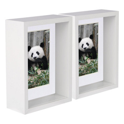 Nicola Spring 5 X 7" Deep Photo FramesWhite/white Mount3D Deep Box Picture Frame Display Case (20 X 15Cm) X5 from B&Q