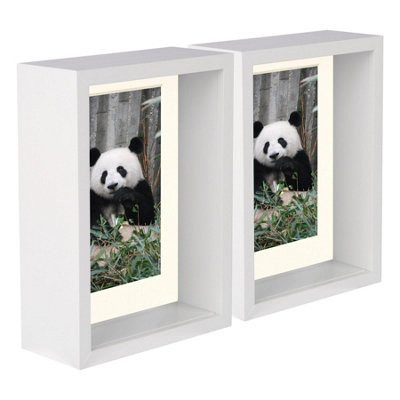 Nicola Spring 5 X 7" Deep Photo FramesWhite/ivory Mount3D Deep Box Picture Frame Display Case (20 X 15Cm) X2 from B&Q
