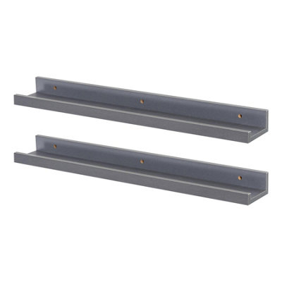 Harbour Housewares 2X Floating Picture Ledge ShelvesGrey 57Cm Mdf Wall Mounted Display For PhotosFrames & Décor from B&Q