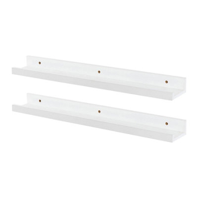 Harbour Housewares 2X Floating Picture Ledge ShelvesWhite 57Cm Mdf Wall Mounted Display For PhotosFrames & Décor from B&Q