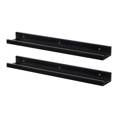 Harbour Housewares 2X Floating Picture Ledge ShelvesBlack 57Cm Mdf Wall Mounted Display For PhotosFrames & Décor from B&Q